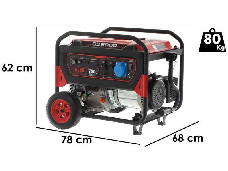 Mosa GE 6900 - 6.5 kW wheeled petrol generator - Continuous 6 kW Single-phase