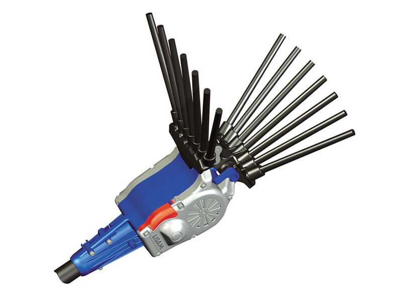 Electric Battery-powered Olive Harvester Lisam OLIWATT 2 - With 8 carbon prongs - 280 cm - Fixed Pole