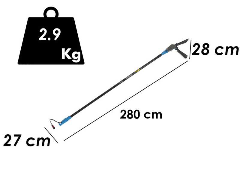 Electric Battery-powered Olive Harvester Lisam OLIWATT 2 - With 8 carbon prongs - 280 cm - Fixed Pole