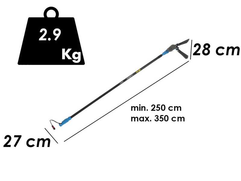 Lisam Oliwatt 2 Electric Battery-powered Olive Harvester - With Nylon prongs - 250-350 cm - Telescopic Pole