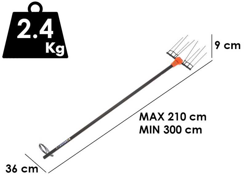 Jolly Italia V50X - Electric Battery-powered Olive Harvester - 36V - with Telescopic Pole 210-300 cm and Step-Up Extension
