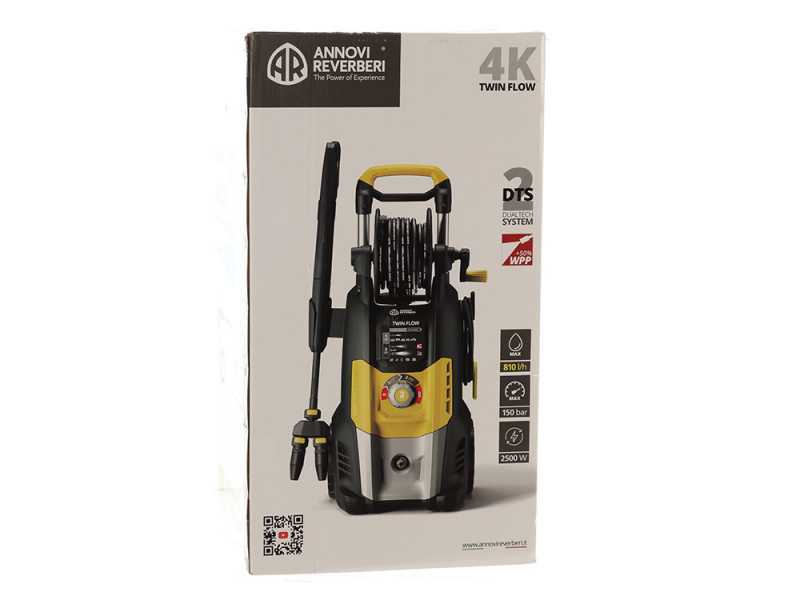 Annovi &amp; Reverberi Twin Flow 4.0 Classic Yellow Pressure Washer, 150 bar max, 13.5 L/min flow rate