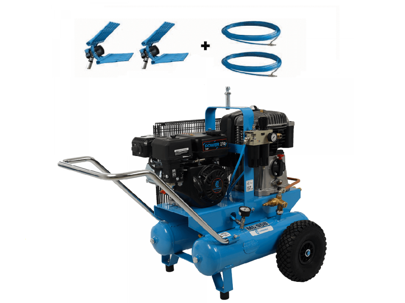 Campagnola MC 658 7Hp Petrol Engine-driven Air Compressor KIT + 2 Tuono Evo Pneumatic Olive Harvesters