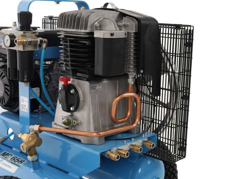 Campagnola MC 658 7Hp Petrol Engine-driven Air Compressor KIT + 2 Tuono Evo Pneumatic Olive Harvesters