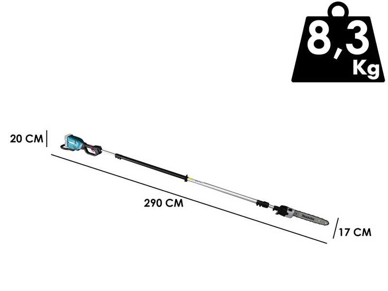 Makita DUA301Z Battery-powered Electric Pruner on Pole - WITHOUT BATTERY AND BATTERY CHARGER