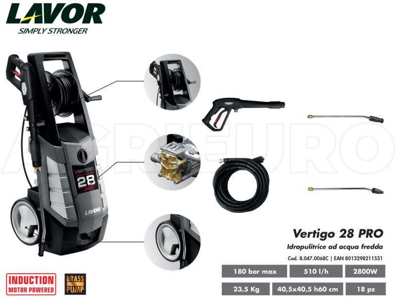 Lavor Vertigo 28 Pro Cold Water Pressure Washer -180 bar