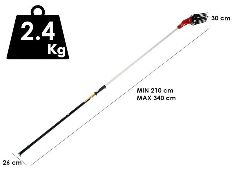 Zanon Olivar Electric AL 300 Battery-powered Electric Olive Harvester - Telescopic Aluminium Pole 210 - 340 cm