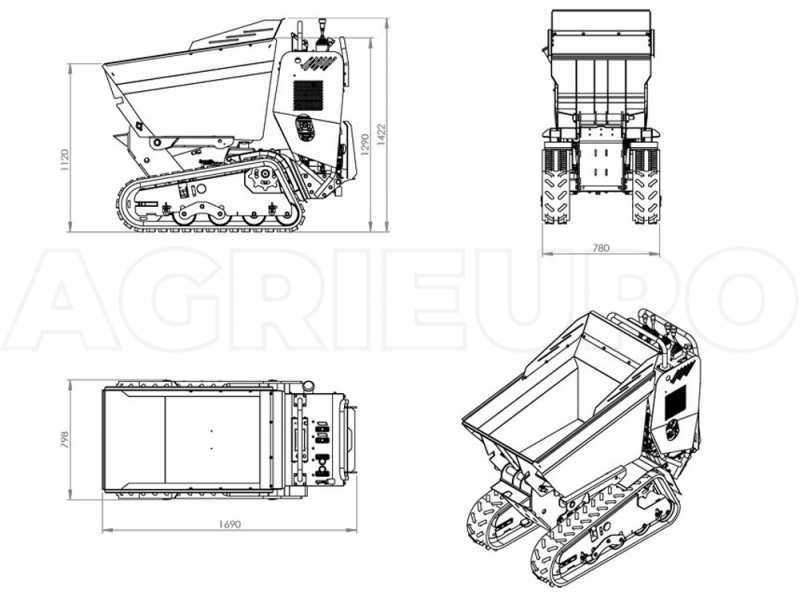 AgriEuro Top-Line RAPTOR 6800 HED Tracked Power Barrow - Honda GXe270