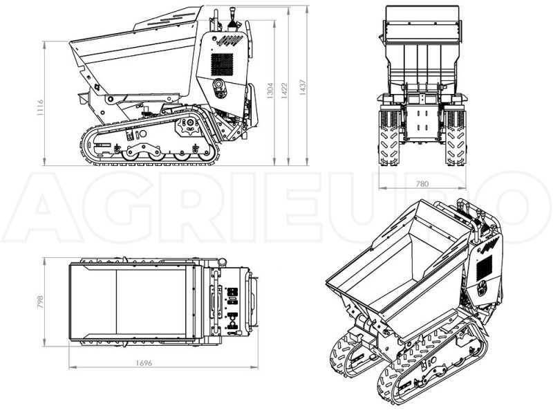 AgriEuro Top-Line RAPTOR 7800 HED - Honda GXe390 Tracked Power Barrow