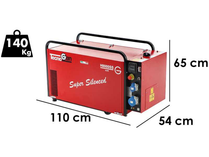 TecnoGen H8000SS/A - 5.8 kW Petrol Silenced Power Generator - DC 5.2 kW Single-phase + ATS
