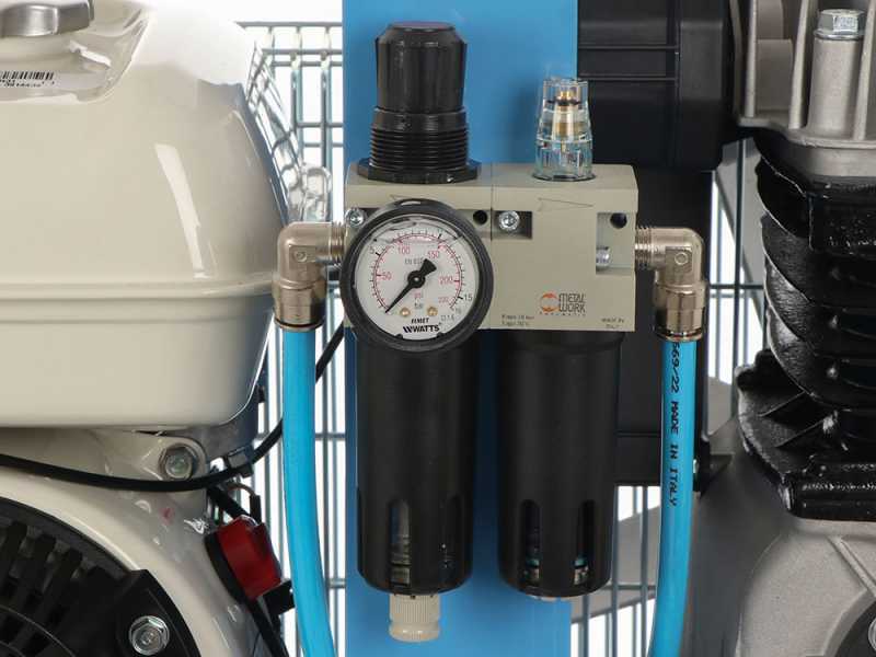 Campagnola MC 545 Petrol Engine-driven Air Compressor Honda GP160 KIT + 2 Tuono Evo Pneumatic Olive Harvesters + Victory Pneumatic Pruning Shears