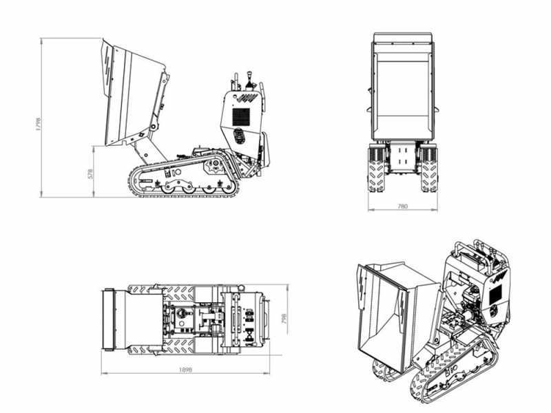 AgriEuro Top-Line RAPTOR 6800 HED Tracked Power Barrow - Honda GXe270 - with Loading Bucket