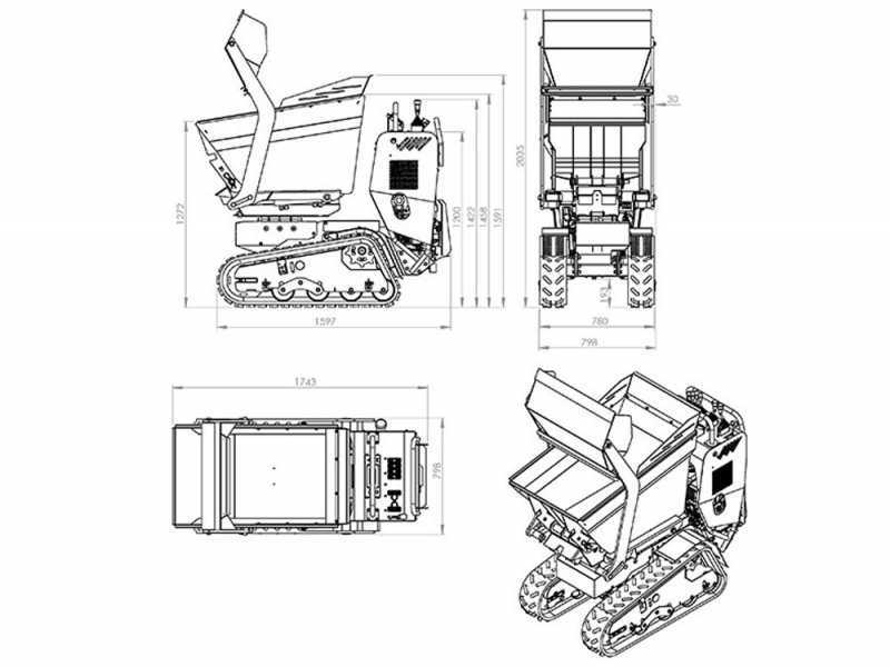 AgriEuro Top-Line RAPTOR 7800 YEDT 4.0 Tracked Power Barrow - Yanmar L100E - with Loading Bucket