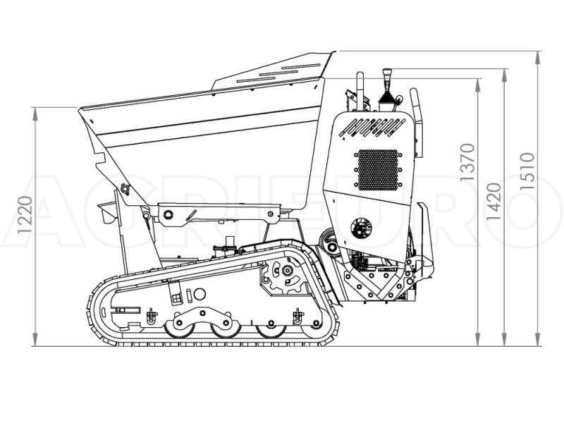 AgriEuro Top-Line CARGO J 10000 HED 4.0 Tracked Power Barrow with Joystick - Honda GXe630 - with Loading Bucket
