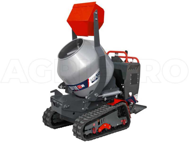 AgriEuro Top-Line CARGO L 10000 HEDH 4.0 Tracked Power Barrow - Honda GXe630 - with Loading Bucket + Cement Mixer