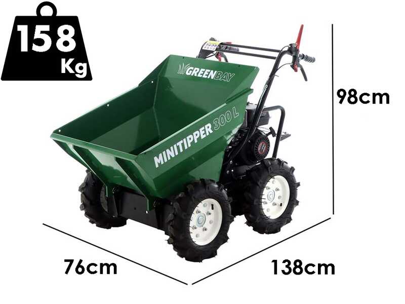 GreenBay MiniTipper 300 L Petrol Wheelbarrow 4x4 - Loncin G200F Engine