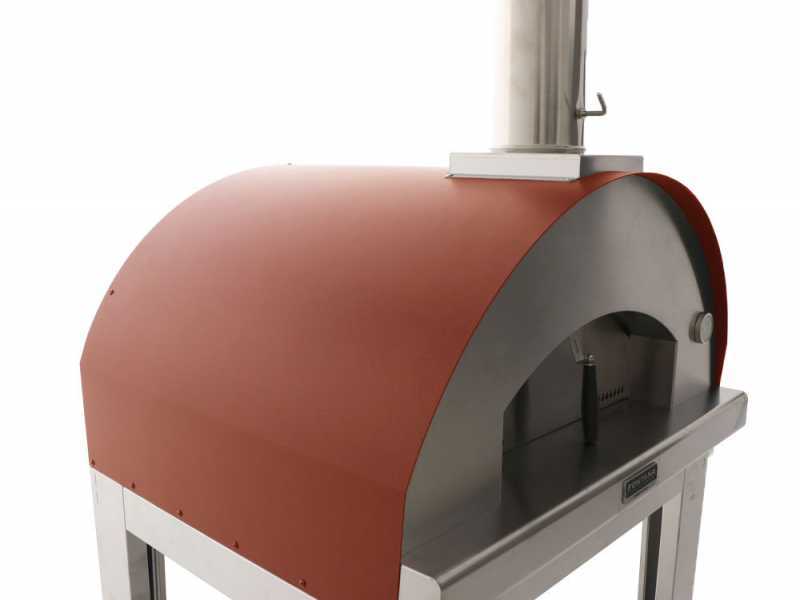 Fontana Mangiafuoco Rosso - Outdoor Wood-fired Oven with Cart
