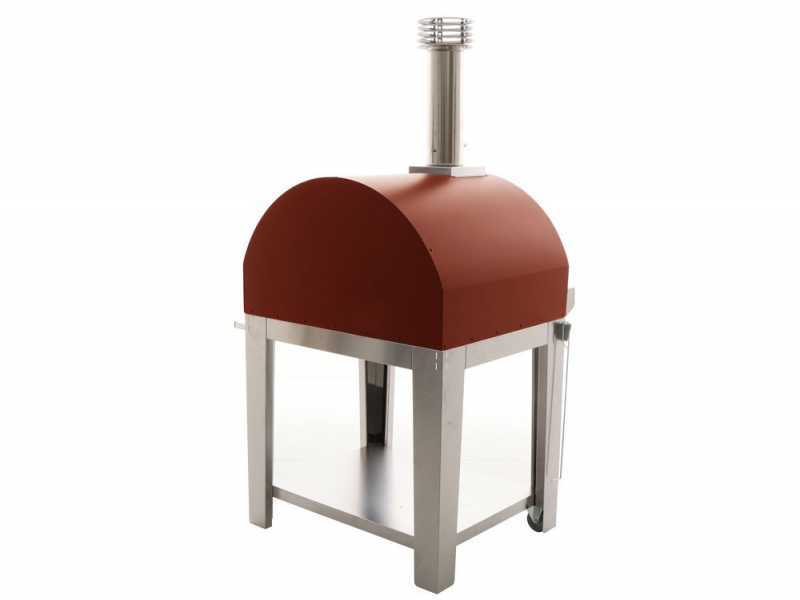 Fontana Mangiafuoco Rosso - Outdoor Wood-fired Oven with Cart