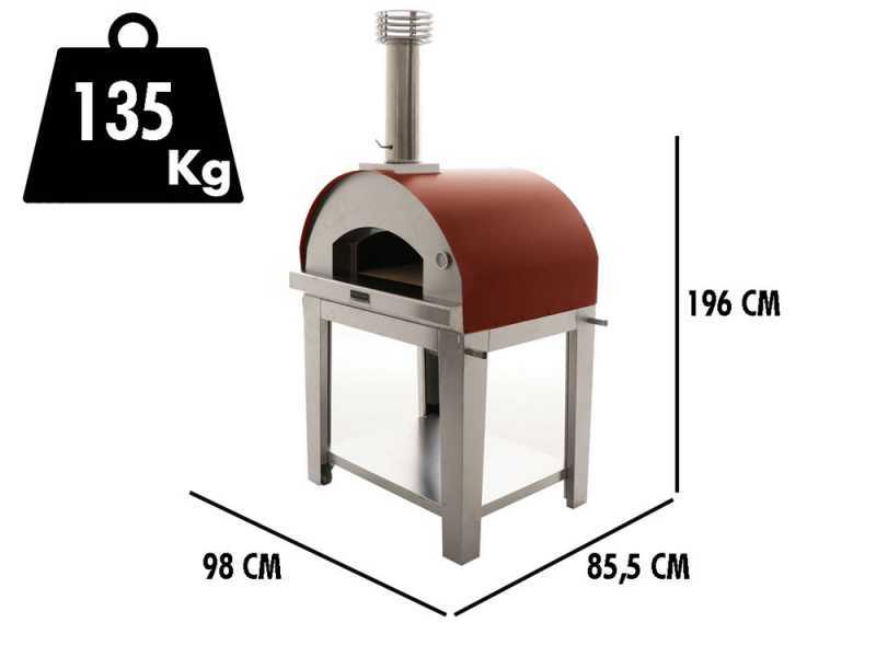 Fontana Mangiafuoco Rosso - Outdoor Wood-fired Oven with Cart