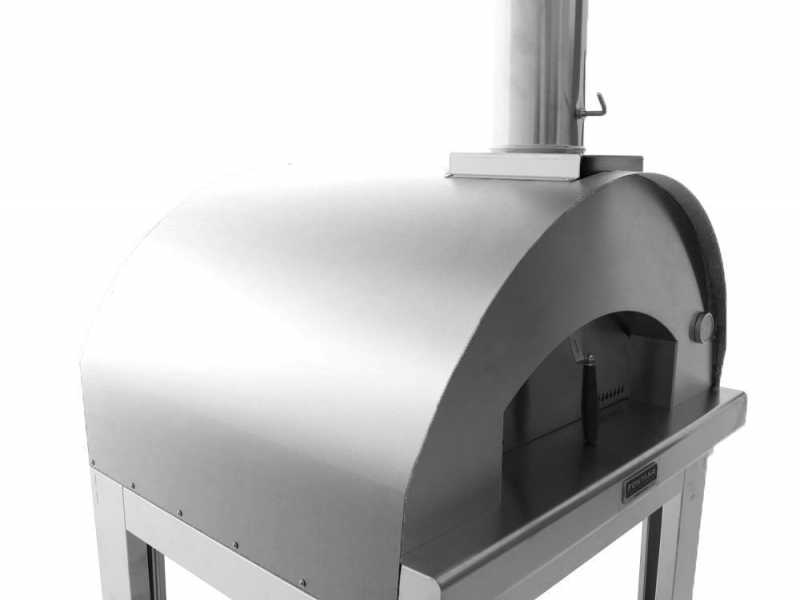 Fontana Mangiafuoco INOX - Outdoor Wood-fired Oven with Cart