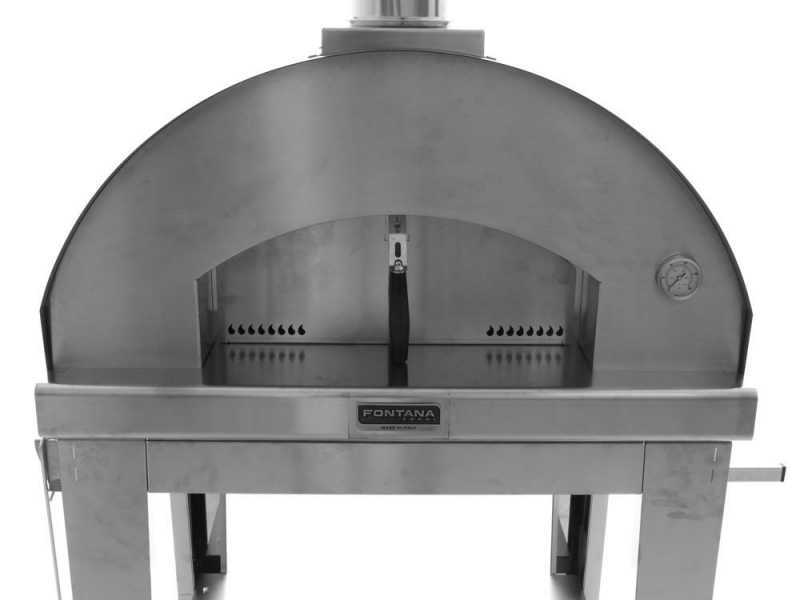 Fontana Mangiafuoco INOX - Outdoor Wood-fired Oven with Cart