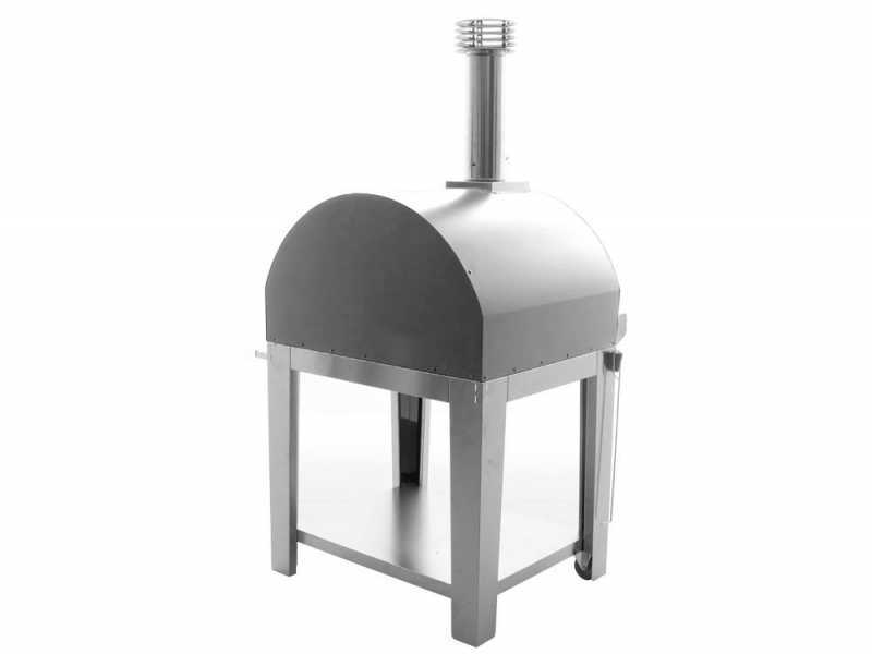 Fontana Mangiafuoco INOX - Outdoor Wood-fired Oven with Cart