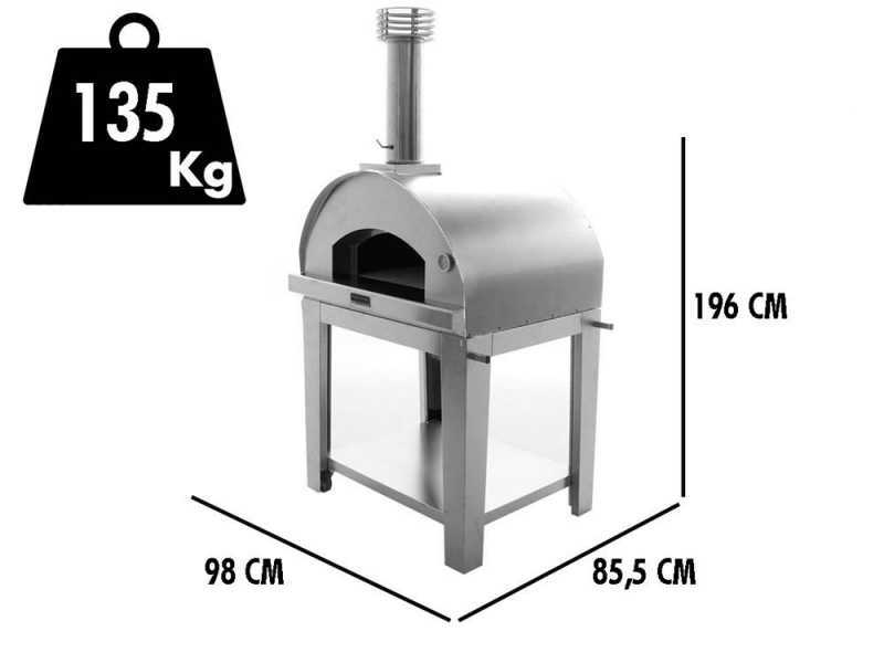 Fontana Mangiafuoco INOX - Outdoor Wood-fired Oven with Cart