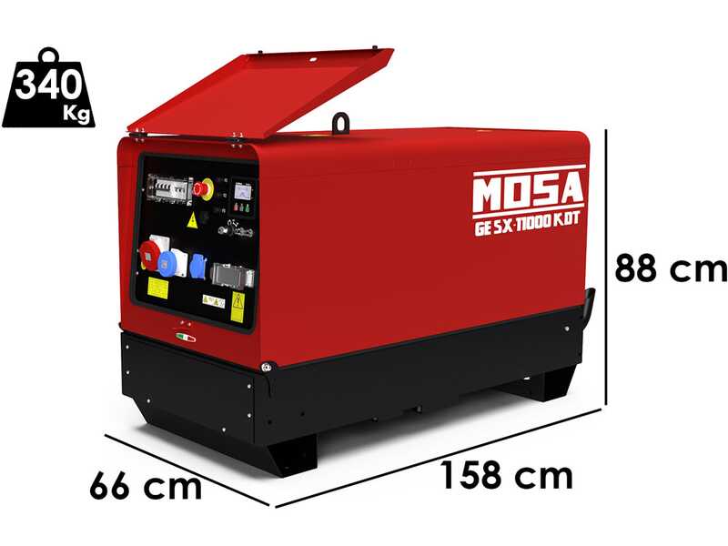 MOSA GE SX-11000 KDT - Silenced diesel generator 8.8 kW - Continuous 8 kW Three-phase - Kohler KDW702 engine