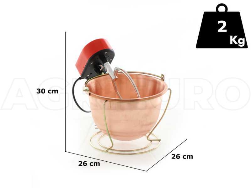 NuovaFac Cuoca Automatica - Smooth Copper Electric Polenta Pot with 4L Round Base - 5W