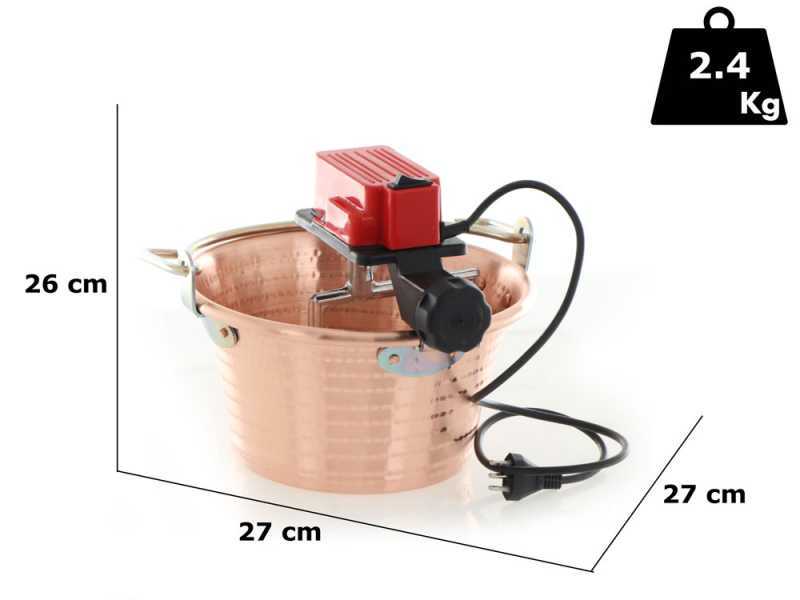 NuovaFac Cuoca Automatica - Hammered Copper Electric Polenta Pot with 4 L Flat Base - 5W