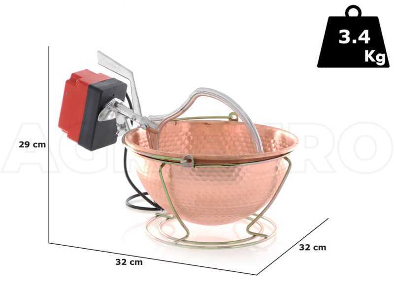 NuovaFac Cuoca Automatica - Smooth Copper Electric Polenta Pot with 6L Round Base - 24W