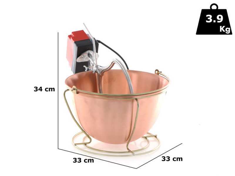 NuovaFac Cuoca Automatica - Smooth Copper Electric Polenta Pot with 9L Round Base - 24W
