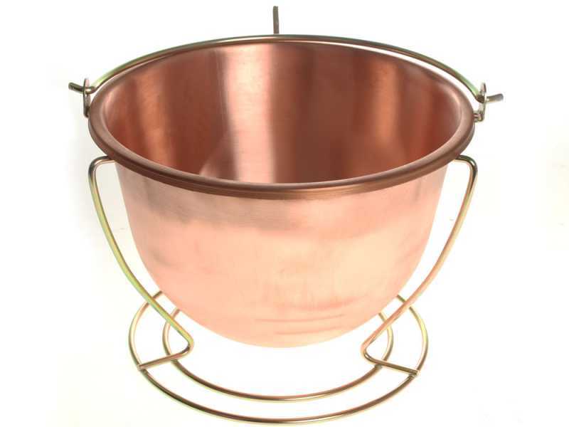 NuovaFac Cuoca Automatica - Smooth Copper Electric Polenta Pot with 9L Round Base - 24W