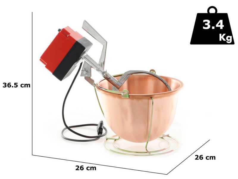 NuovaFac Cuoca Automatica -  Smooth Copper Electric Polenta Pot with 4L Round Base - 24W