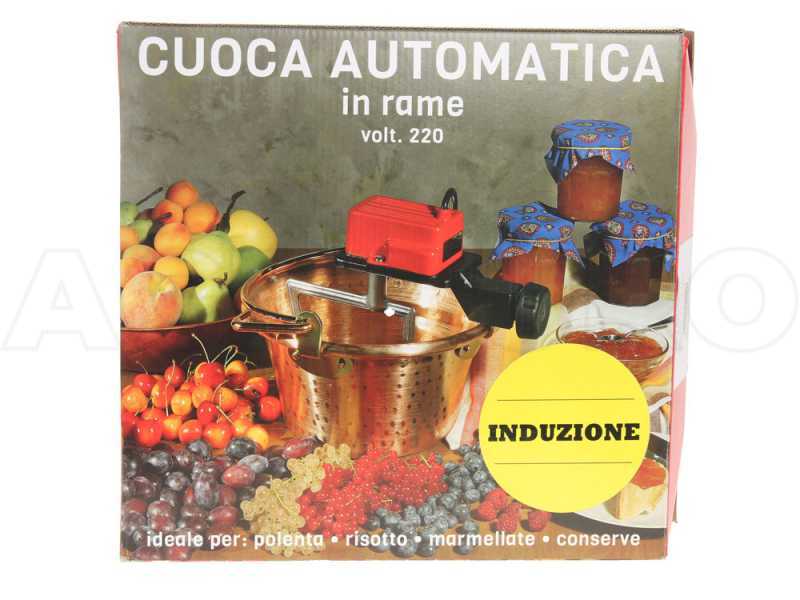 NuovaFac Cuoca Automatica - Hammered Copper Electric Induction Pot for Polenta, 4 L Flat Base - 5W