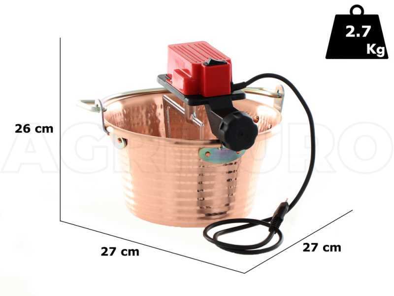 NuovaFac Cuoca Automatica - Hammered Copper Electric Induction Pot for Polenta, 4 L Flat Base - 5W