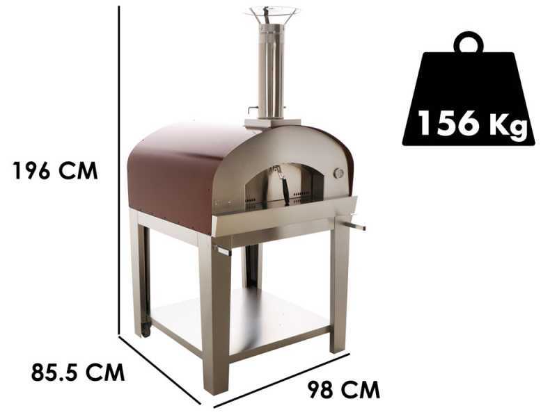 Seven Italy Ade Rosso - Outdoor Wood-fired Oven with Cart