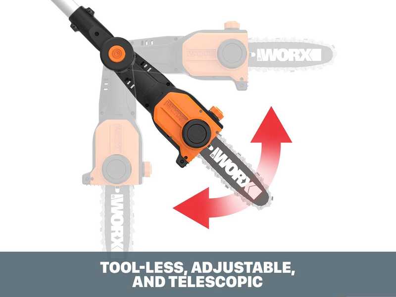 Worx WG908E - Pruner - Multifunctional cordless pole-mounted hedge trimmer - 20V 2Ah battery