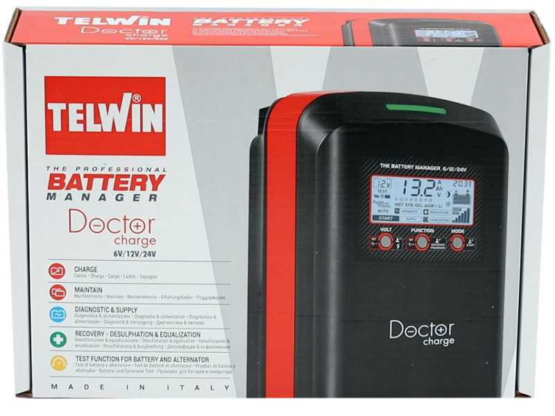 Telwin Doctor Charge 50 - Battery Charger Maintainer Electronic Tester - 6/12/24V Batteries