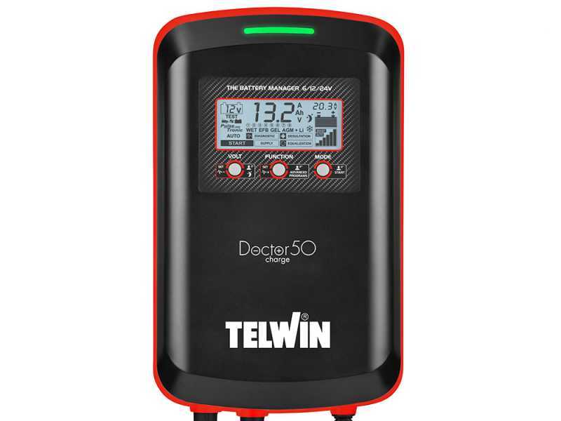 Telwin Doctor Charge 50 - Battery Charger Maintainer Electronic Tester - 6/12/24V Batteries