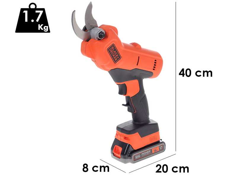 Black &amp; Decker BCPP18D1-QW Battery-powered Pruning Shears - 25 mm Cutting - 18 V - 2.0Ah Battery