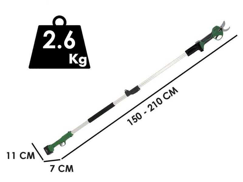 GreenBay TOPCUT 40 Electric Pruning Shears on Extension Pole - 2x 21 V 4Ah Batteries - 40mm Cutting diameter
