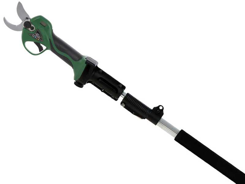 GreenBay TOPCUT 40 Electric Pruning Shears on Extension Pole - 2x 21 V 4Ah Batteries - 40mm Cutting diameter