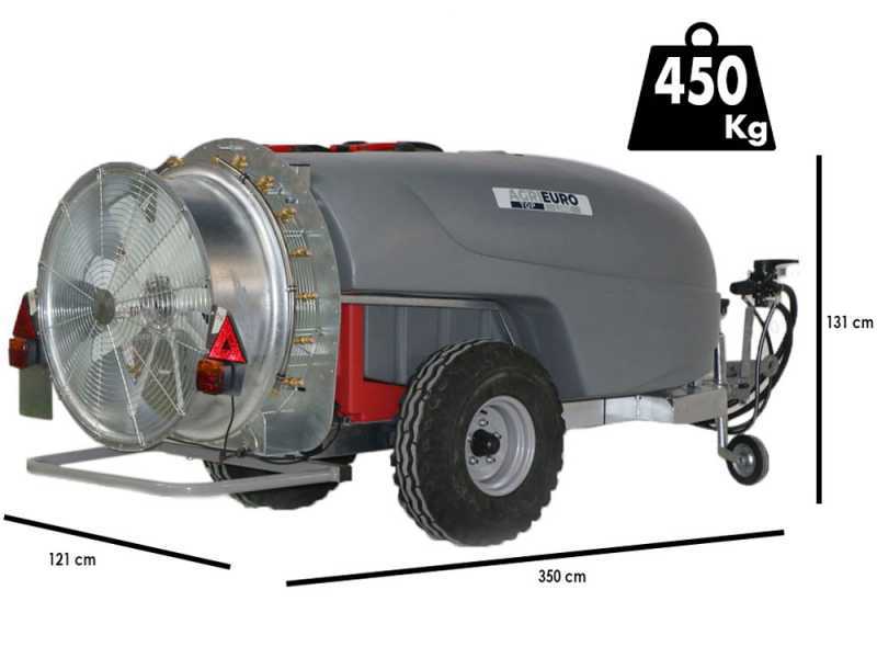 Gray T Car 1000/80 - 1000L Capacity - Trailed Tractor-Mounted Mist Blower for Spraying - AR1064 pump