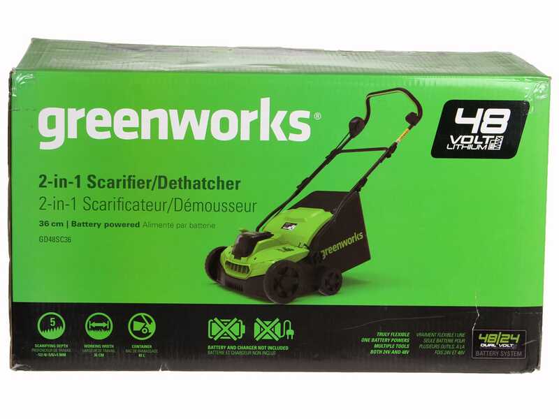 Greenworks GD48SC36 - Battery-Powered Lawn Scarifier - 48V BATTERY AND CHARGER NOT INCLUDED