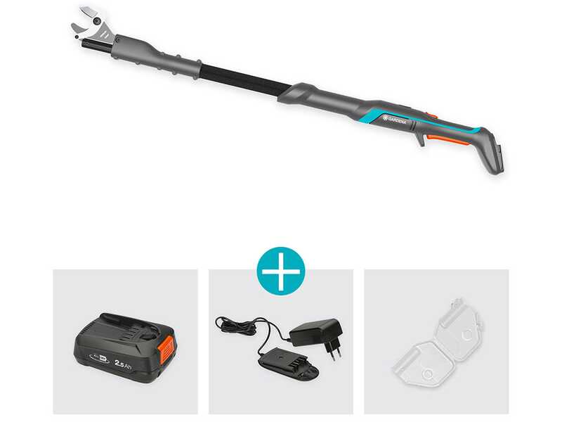 GARDENA EasyCut 110/18V P4A Electric Pruning Shears on Extension Pole - 18V 2Ah - 28mm Cutting diameter