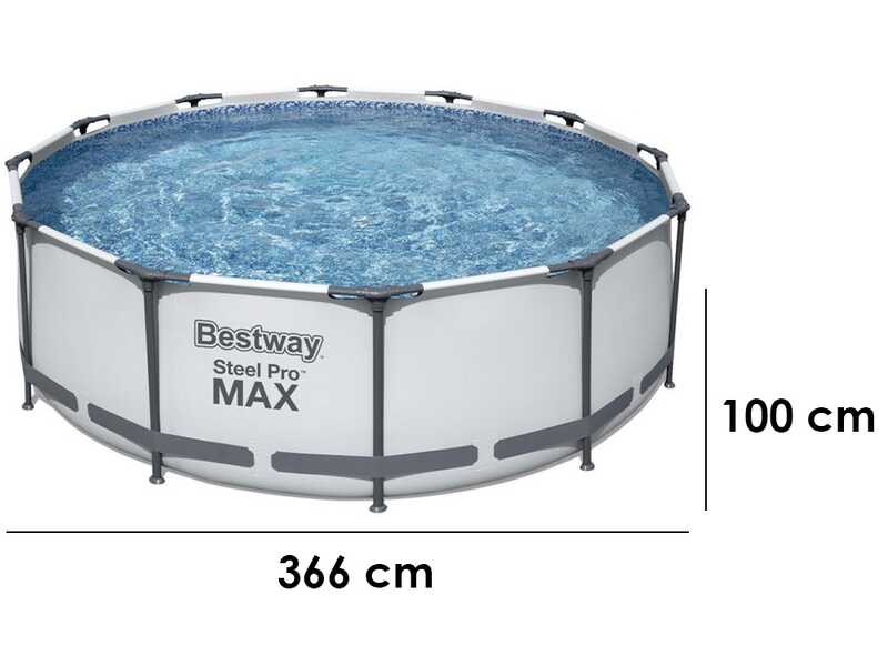 Bestway Steel Pro Max 56418 - &Oslash;366x100 cm  - Round Pool + Filter Pump and Ladder