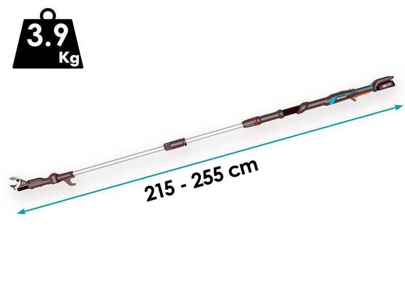 GARDENA HighCut 250/18V Battery-Powered Pruning Shears on Extension Pole - 2 Ah - 28mm Cutting diameter