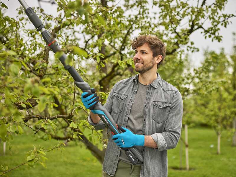 GARDENA HighCut 250/18V Battery-Powered Pruning Shears on Extension Pole - 2 Ah - 28mm Cutting diameter