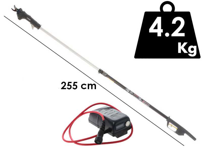 Zanon Shark ZS50 - Electric pruning shear on pole - 50.4V 2.9 Ah - 255 cm